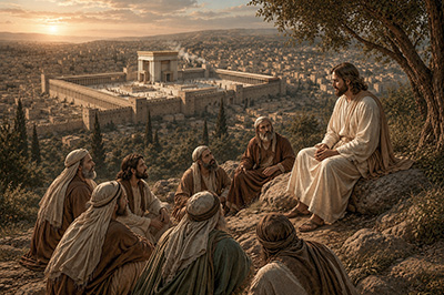 Jesus laments the destruction of Jerusalem.